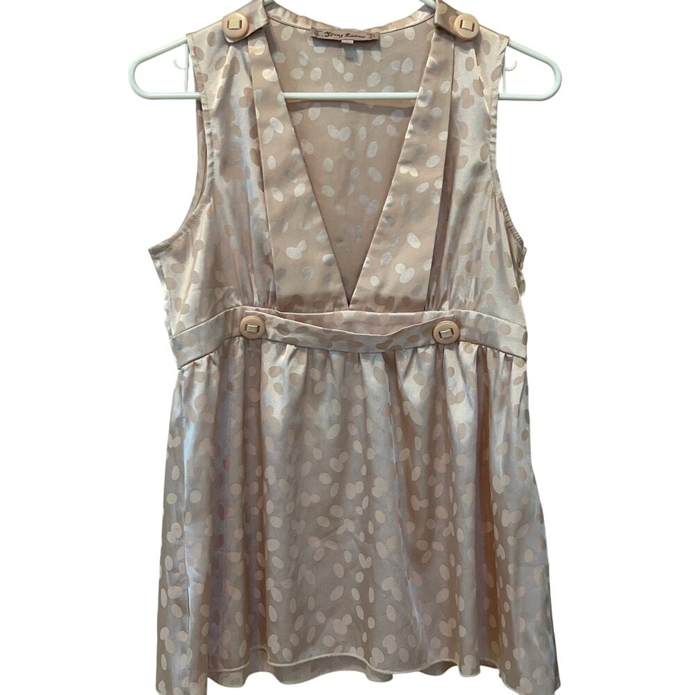 Young Essence Babydoll Pale Pink Polka Dot Sleeveless Top Size Small Fairy Y2K